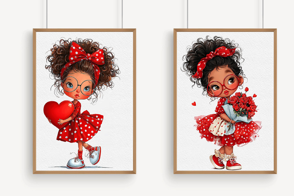 Whimsical Valentine Girl Clipart, an Illustration by Libby Wishes (Photo 4 of 6)