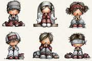 Praying Kids Clipart Bundle, an Illustration by DreamCafeArt (Thumbnail 2 of 8)