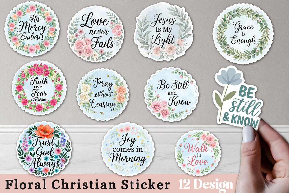 Floral Christian Sticker Bundle PNG, a Seasonal Illustration by Rose Art (Photo 2 of 3)