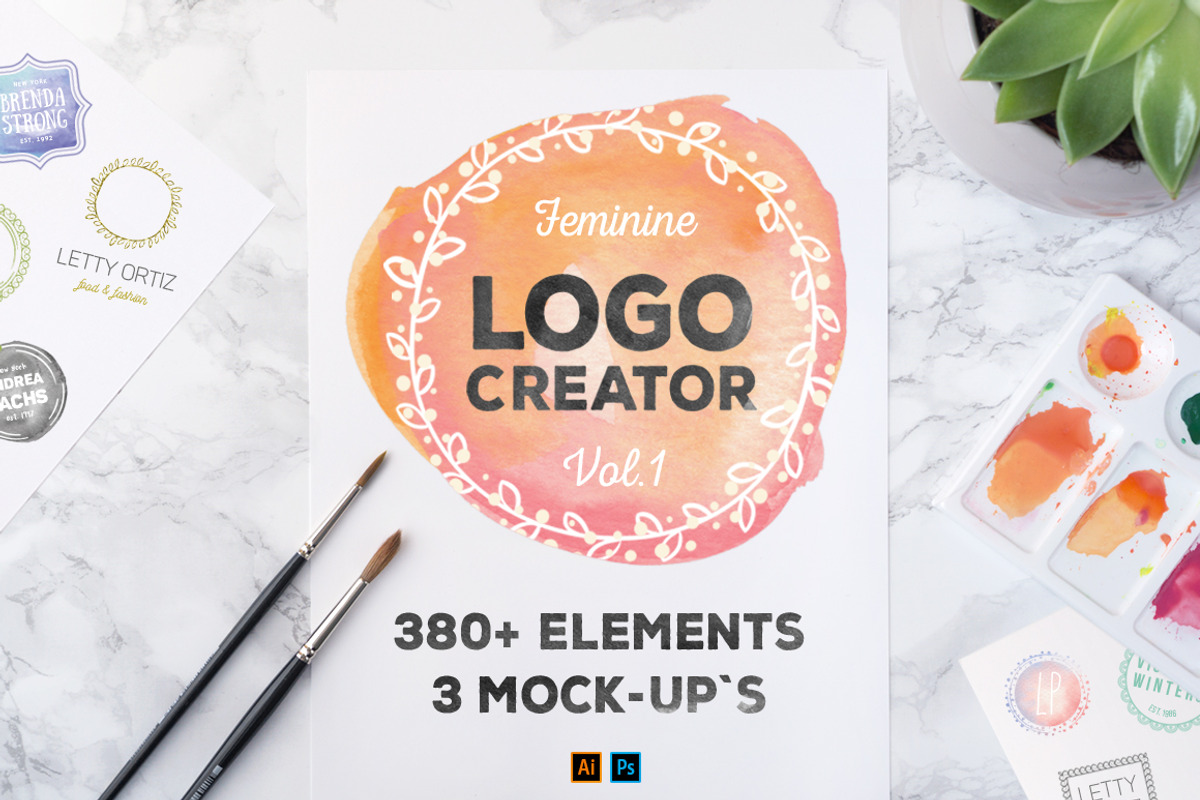 LogoCreator 380+ Elements & Mock-Ups, a Branding & Logo Template by AgataCreate (Photo 1 of 11)