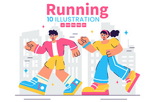 10 Jogging and Running Illustration, a Sport Illustration by denayunebgt