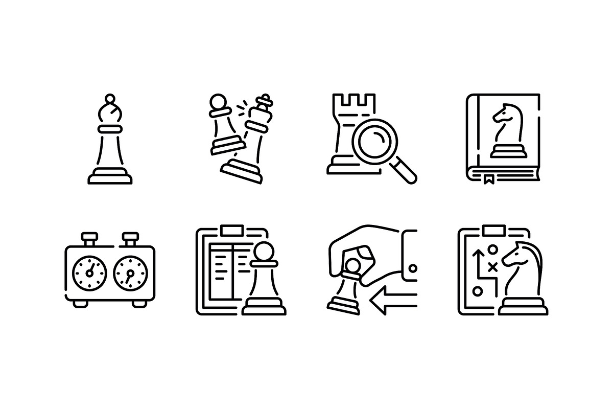 Chess Icon Set, an Outline Icon by Eklip Studio (Photo 2 of 3)