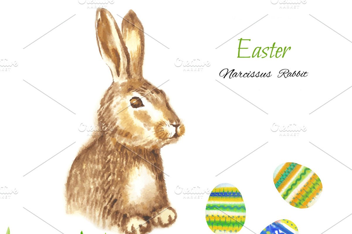 Clipart with Easter Rabbits, an Illustration by Nataliapiache (Photo 3 of 4)