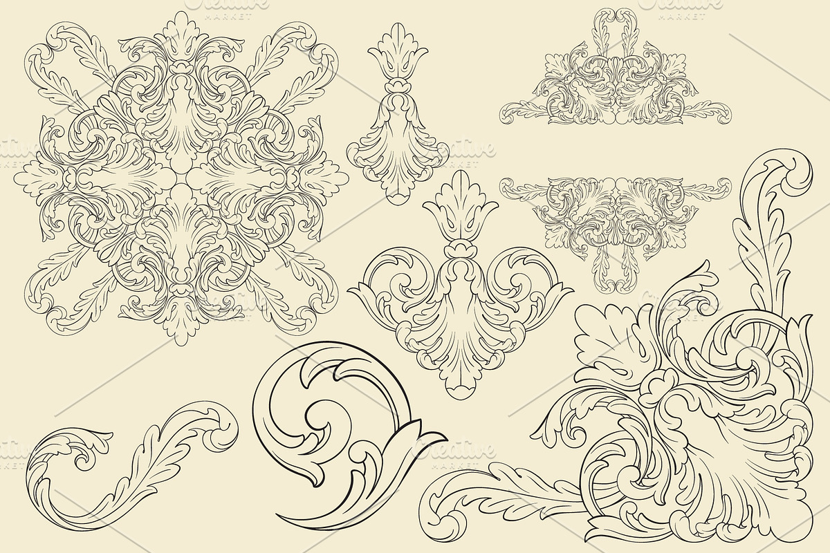 Vintage Ornaments Baroque Border, a Decorative Illustration by Samira (Photo 2 of 6)