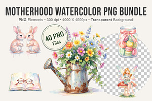 Motherhood Watercolor PNG Bundle, an Illustration by Artnoy