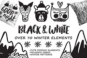 Black&White winter- hand drawn set, an Animal Illustration by Kseniya_design (Thumbnail 1 of 6)