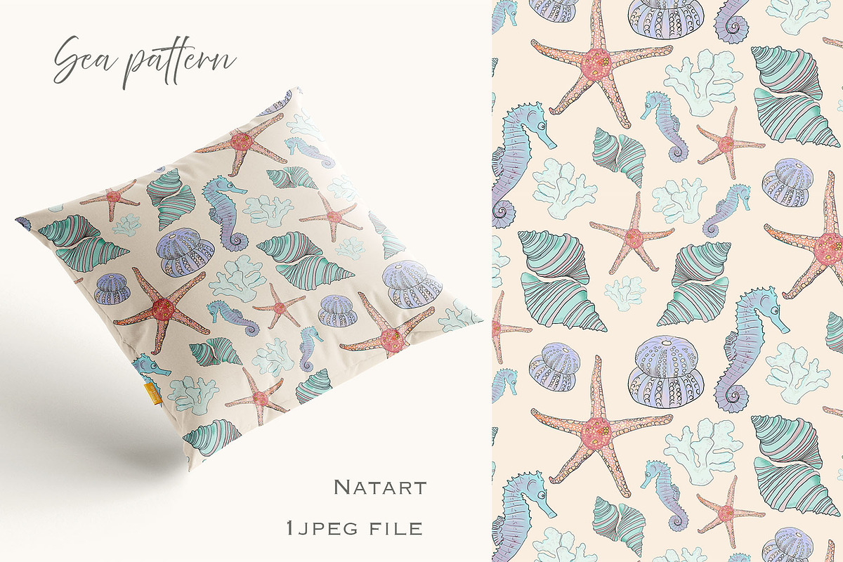 Seamless Sea Life Pattern 1 Jpeg, a Pattern Graphic by NatArt (Photo 2 of 3)