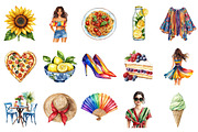 Watercolor Italy Summer Clipart, an Illustration by Design Market (Thumbnail 2 of 4)
