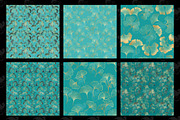 Teal and Gold Ginkgo Digital Paper, a Texture Graphic by Digital Curio (Thumbnail 2 of 5)