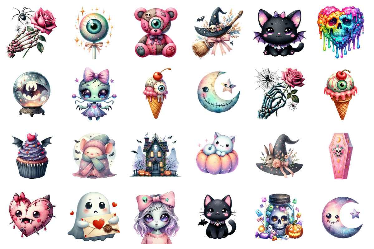 Watercolor Spooky Cute PNG, an Illustration by SinaCreation (Photo 2 of 7)