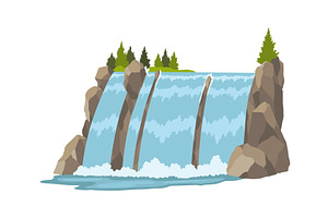 Cartoon river waterfall, an Illustration by Things for designers