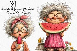 Funny Grandma Summer Clipart, a Seasonal Illustration by Canvas Craft