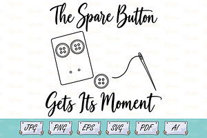 Spare Button Sewing Quote Line Art
