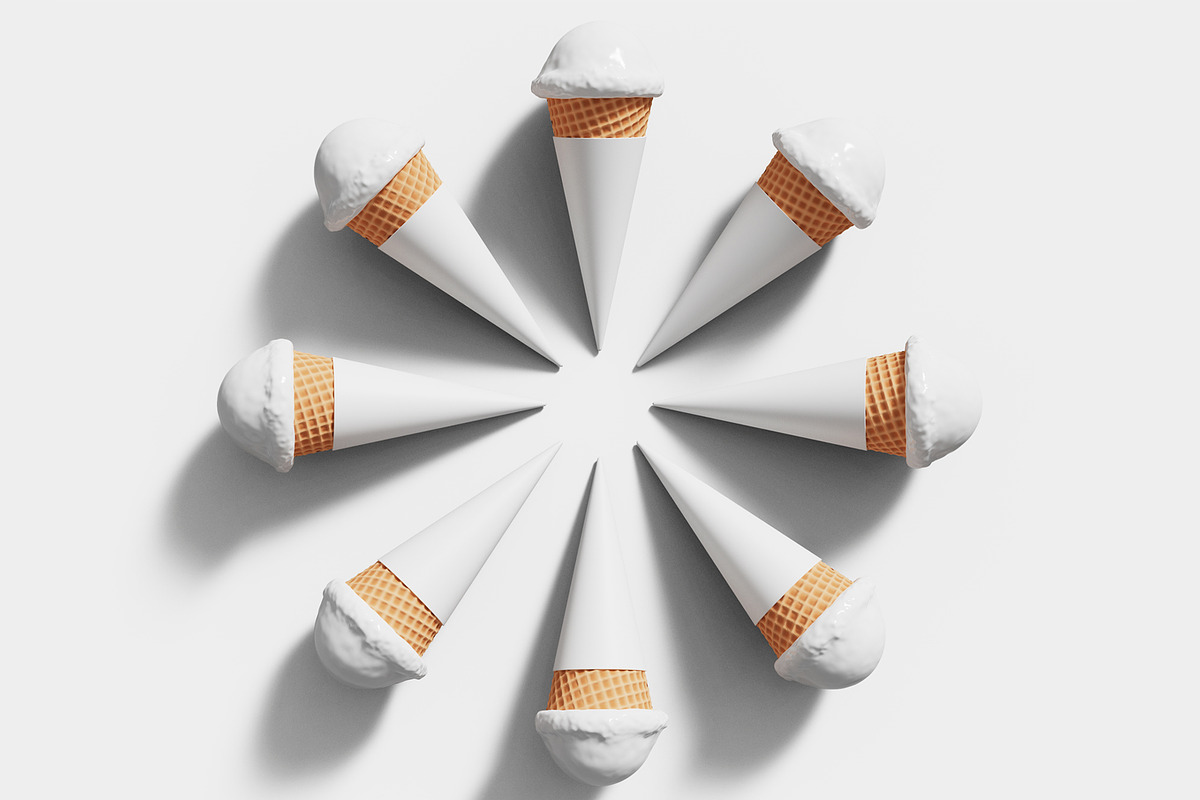 3d Top view Ice Cream Cones Mockup, a Packaging Mockup by The Rose Project (Photo 3 of 3)