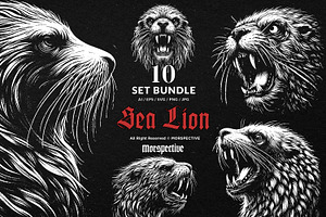10 Bundle Dark Art Sea Lion Ocean, an Illustration by Morspective