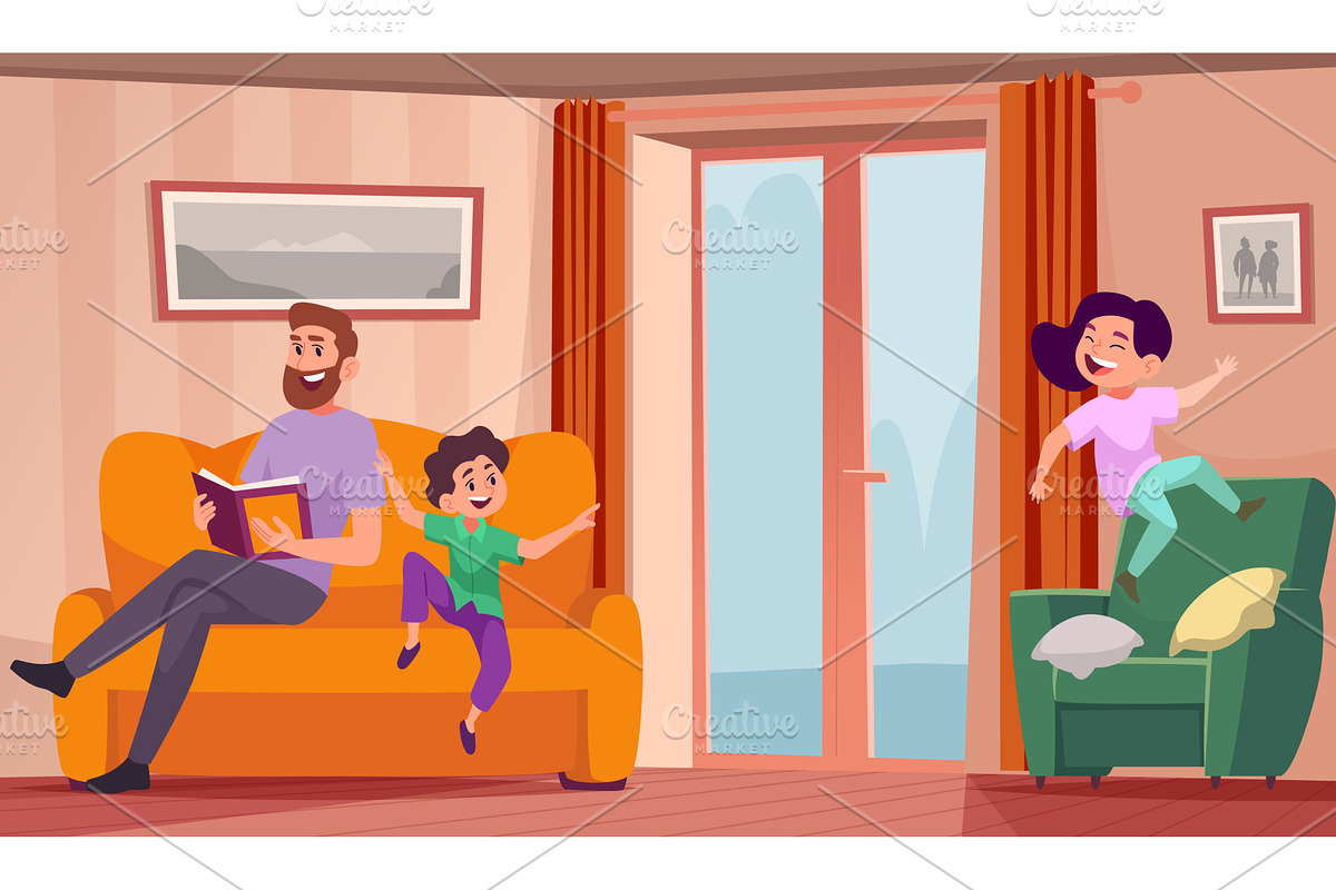 Hyperactive children. kids playing, a Person Illustration by Onyx