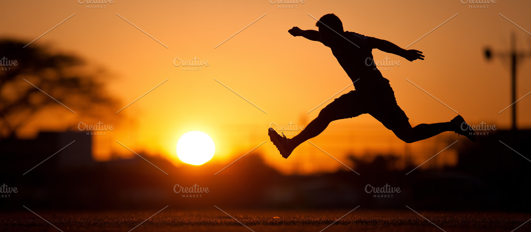 Silhouette of a man leaping in front, a Sports & Recreation Photo by MistyDay