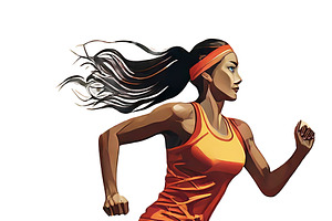 Illustration of a woman runner in action isolated on blank backg, a Sport Illustration by DanFLCreativo