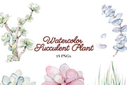 Watercolor Succulent Plants, an Object Illustration by ArtbyHien (Thumbnail 1 of 4)