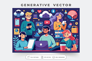 A diverse group of people interact w, a Graphic by SouravDesign