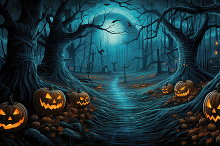 Mystical Halloween Guarding the Haunted Manor - Generative AI, a Seasonal Illustration by José Manuel Gelpi
