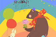 Cute Bear riding Bicycle, an Animal Illustration by Maria Starus (Thumbnail 1 of 3)