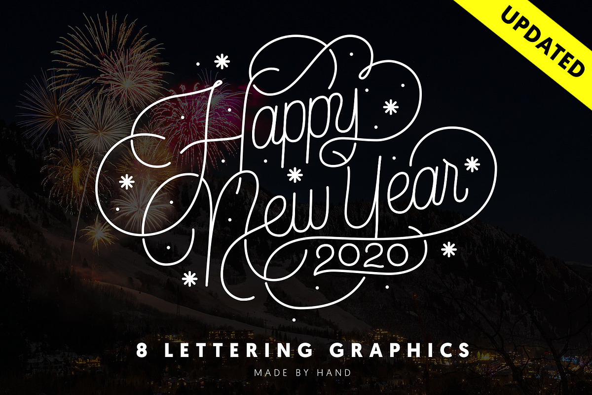 Happy New Year Lettering Graphics, an Illustration by Davihero (Photo 1 of 12)