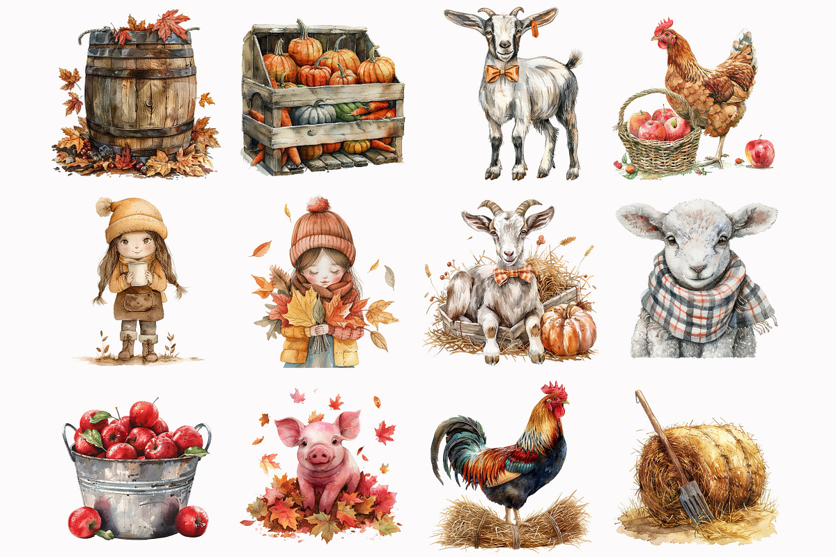 Fall Farm Clipart Bundle, an Illustration by Design Market (Photo 2 of 4)