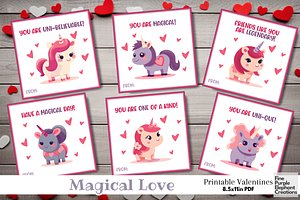 Kid Magical Unicorn Valentine Cards