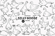 Hand Drawn Silly Goose Clipart Set, an Animal Illustration by Victoruler (Thumbnail 1 of 6)