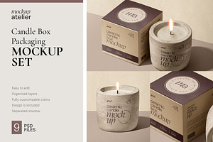 Candle Mockup Set, a Cups & Container Mockup by mockupatelier