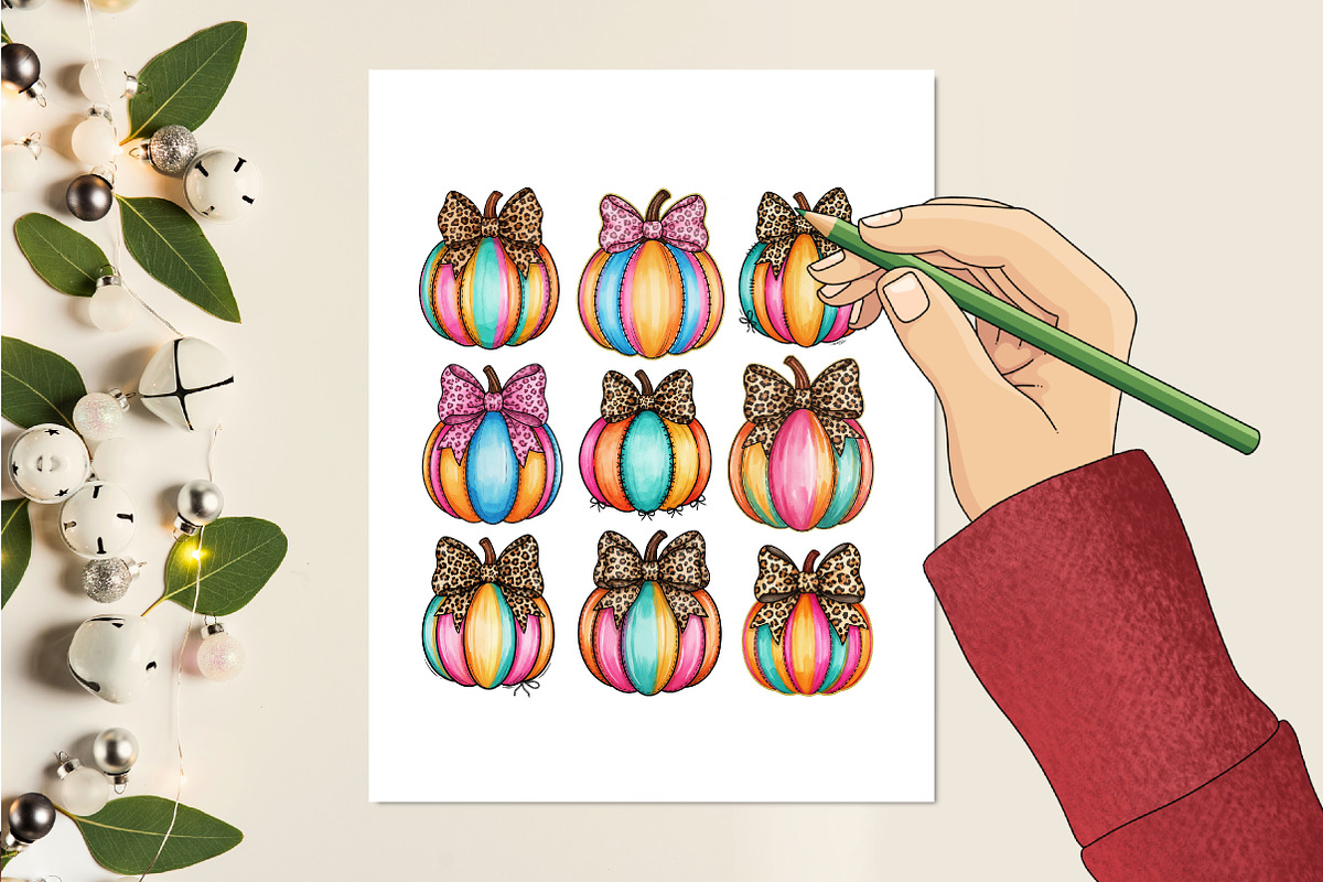 Brushstroke Pumpkin Leopard Bow PNG, an Illustration by designcity5 (Photo 5 of 8)