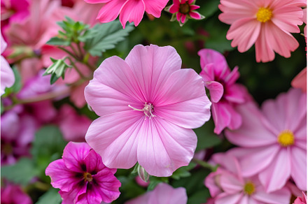 Whimsical Pink wild flower. Generate, a Nature Photo by Ylivdesign