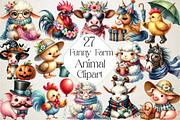 Funny Farm Animal Clipart Bundle, an Illustration by DreamPrint404 (Thumbnail 1 of 6)