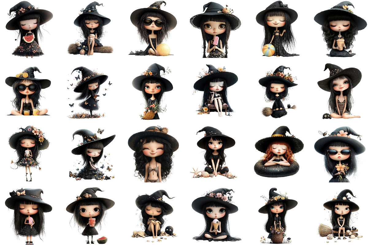 Whimsical Summer Witch Clipart, a Person Illustration by designcity5 (Photo 2 of 5)