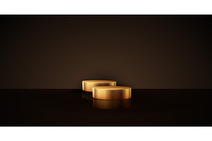 Gold cylinder podium. Golden Luxury, an Illustration by Marinstri