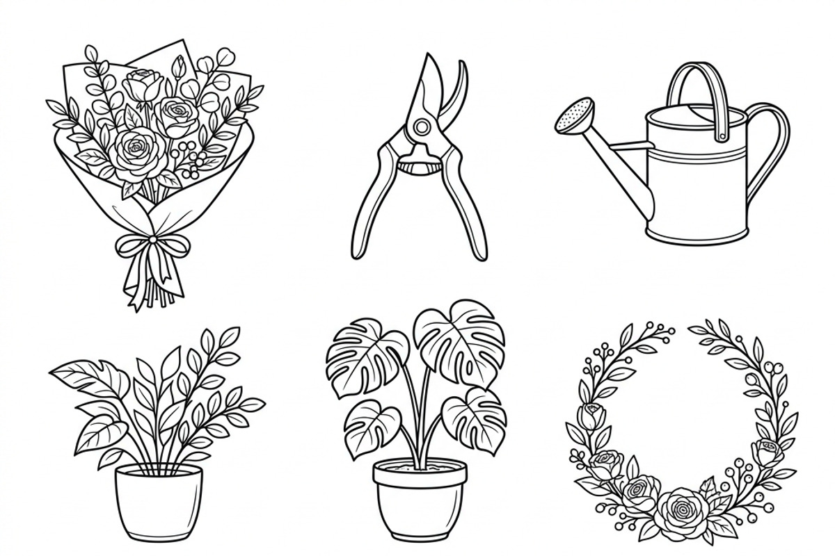Bundles Set Flower Market Icons, an Outline Icon by adenpinkstore (Photo 8 of 12)