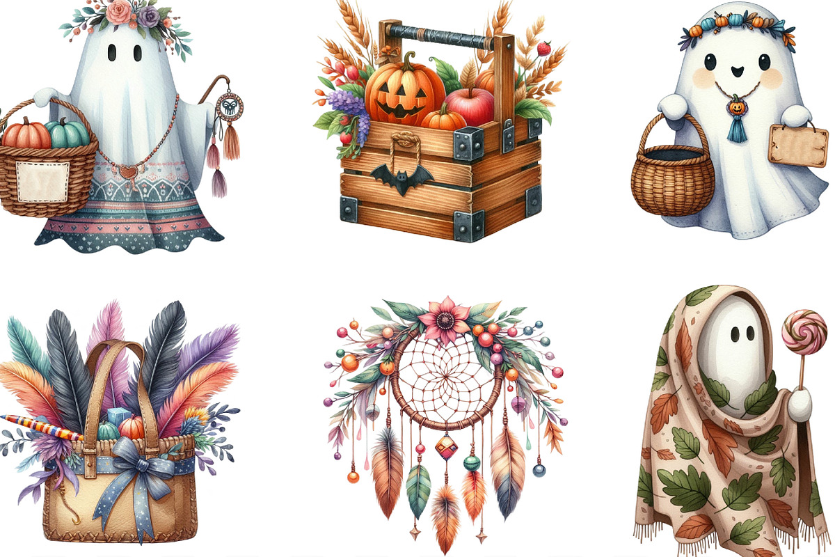 Boho Halloween Trick or Treat PNG, an Illustration by Designking (Photo 2 of 4)