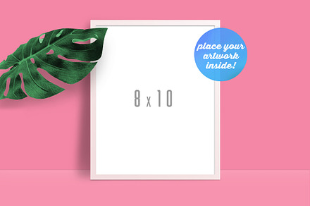 Frame Mockup with Monstera Leaf