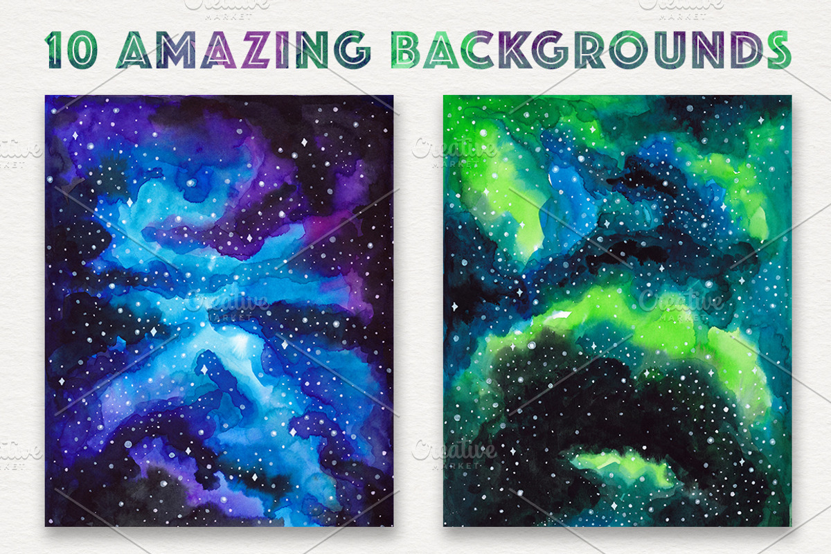 Watercolor Cosmic Backgrounds, a Texture Graphic by Stella's Graphic Supply (Photo 2 of 6)