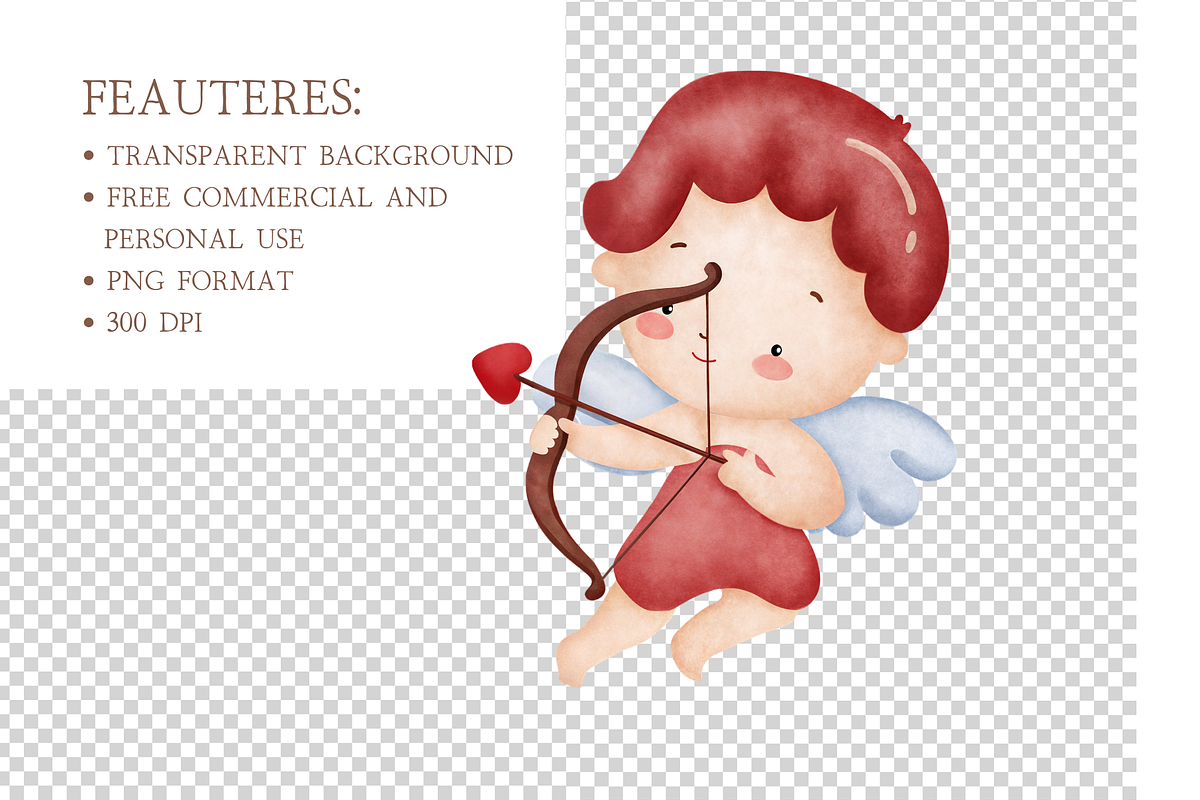 Cute Cupid Valentine Clipart Set, an Illustration by MockupWizard (Photo 4 of 5)