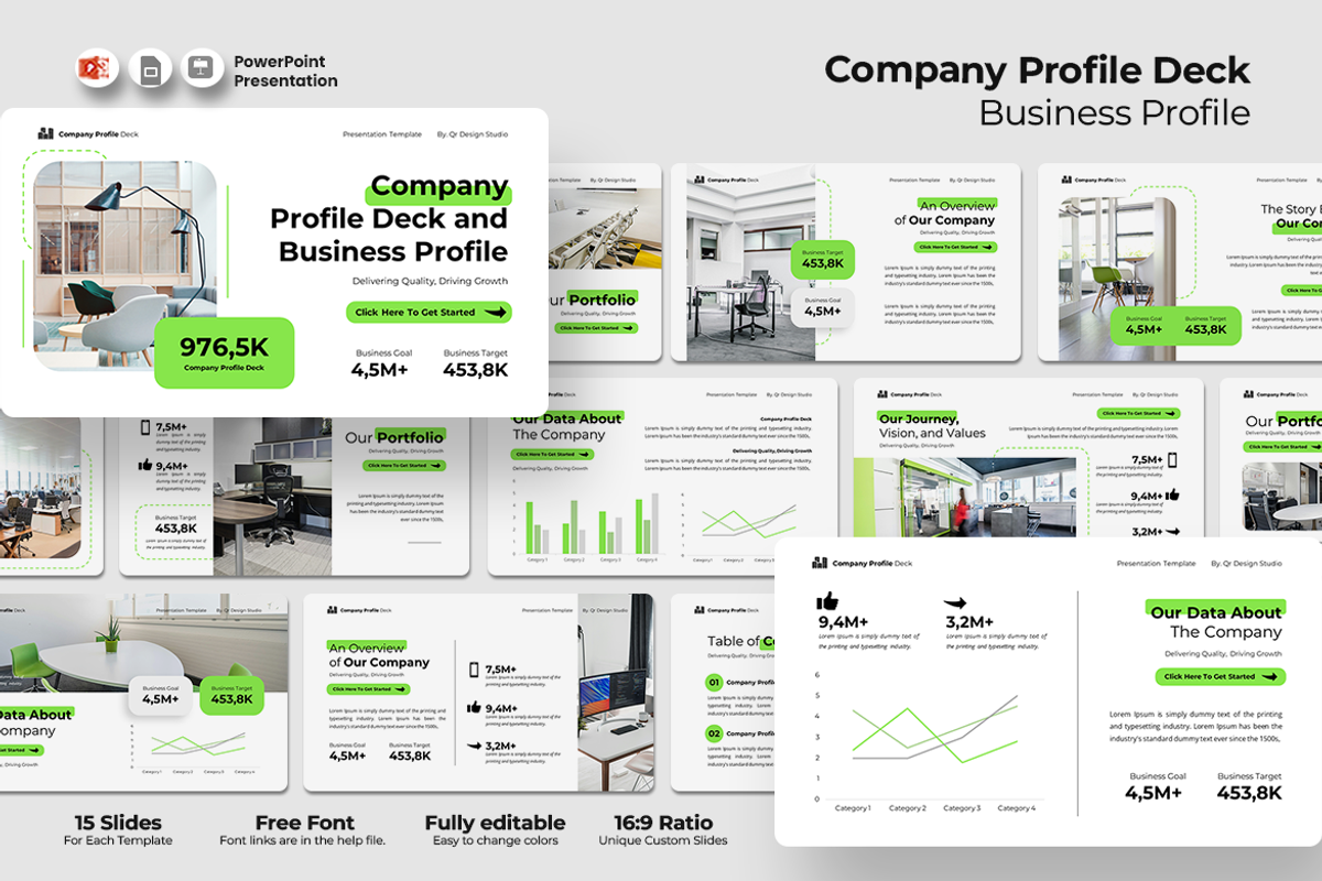 Company Profile Deck - PowerPoint, a Presentation Template by QR Design Studio (Photo 1 of 3)