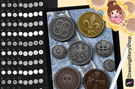 130 Procreate Metal Buttons Stamps