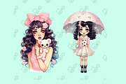 Curly Haired Girls Clip Art PNG set, a Person Illustration by RobinElkthunder (Thumbnail 4 of 7)