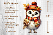 Cute Autumn Owl Clipart Sublimation, a Seasonal Illustration by V Design Creator (Thumbnail 2 of 7)