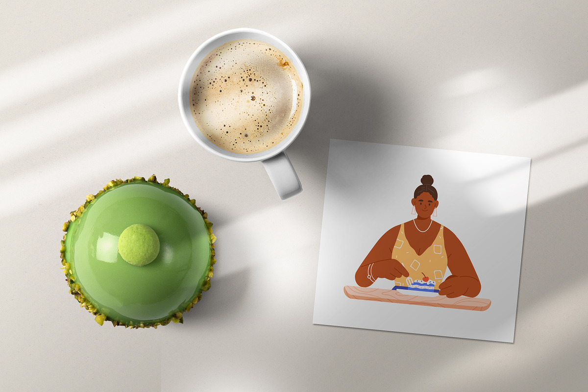 People eating desserts set + banner, a Food Illustration by Good Studio (Photo 8 of 8)