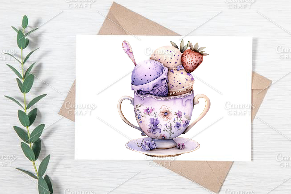 Whimsical Summer Ice Cream Clipart, an Illustration by Canvas Craft (Photo 6 of 7)