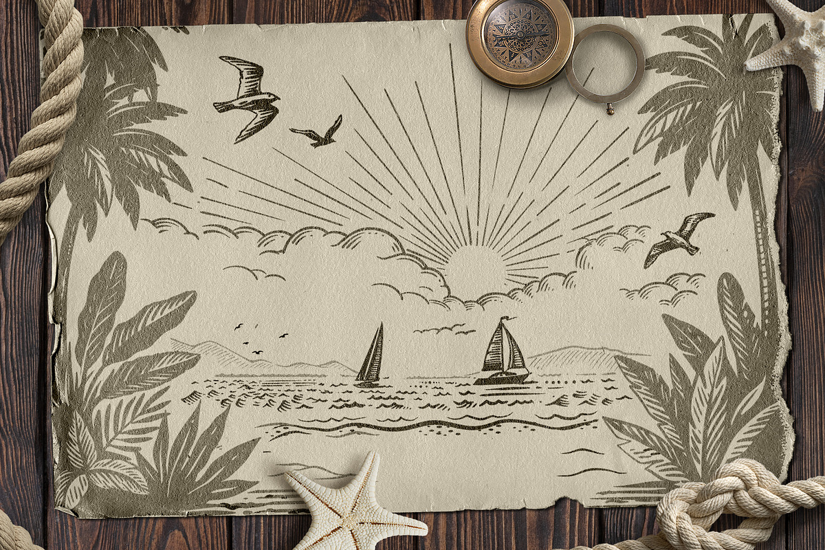 Nautical. Mockups, vector, textures., a Texture Illustration by bioraven (Photo 15 of 26)