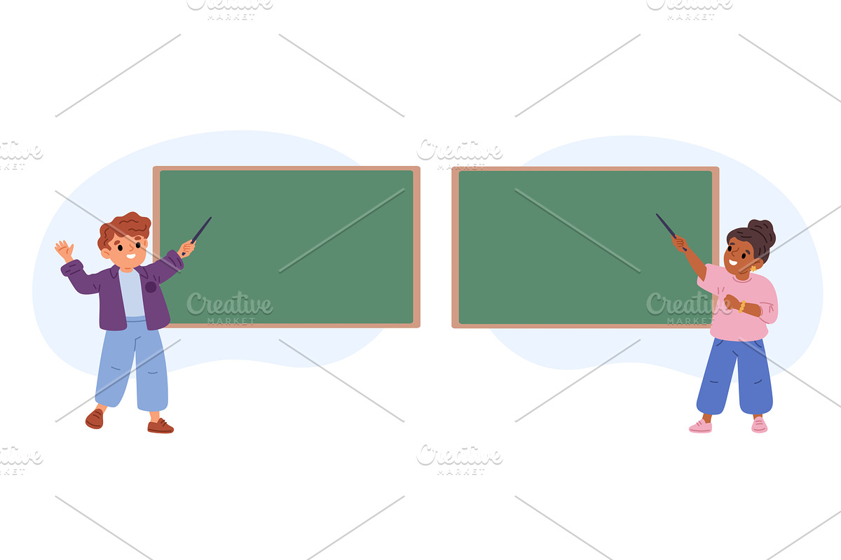 Little boy and girl teacher with, an Education Illustration by Vectorbuum