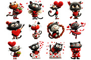 Whimsical Valentine Cats Clipart, an Illustration by Design Market (Thumbnail 2 of 5)